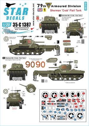 Star Decals 35-C1387 Sherman &amp;#39;Crab&amp;#39; Flail tank. British 79th Armored Division. Based on the Sherman Mk V. 1/35