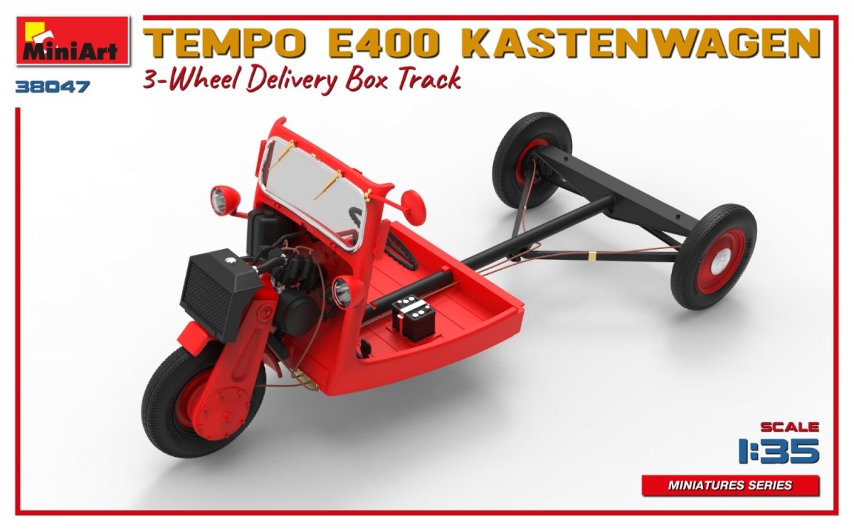 MiniArt 38047 TEMPO E400 KASTENWAGEN 3-WHEEL DELIVERY BOX TRACK 1/35 – zdjęcie 8