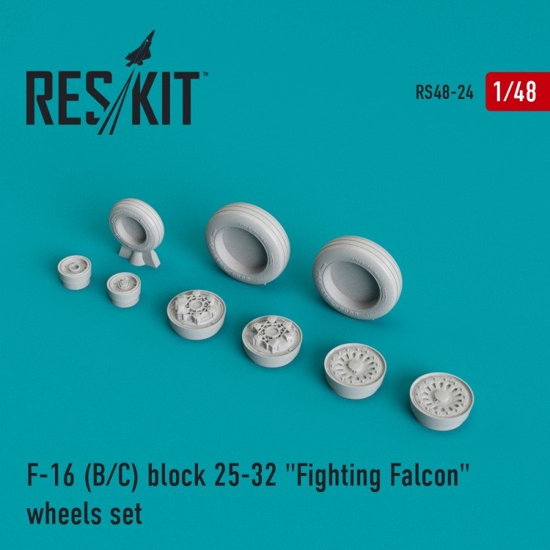 RESKIT RS48-0024 F-16 (B/C) block 25-32 "Fighting Falcon" resin wheels 1/48