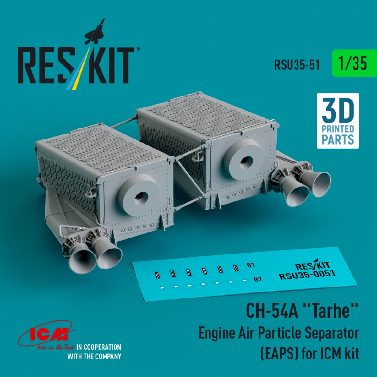 RESKIT RSU35-0051 CH-54A &amp;quot;Tarhe&amp;quot; Engine Air Particle Separator (EAPS) for ICM kit (3D Printed) 1/35 – zdjęcie 2