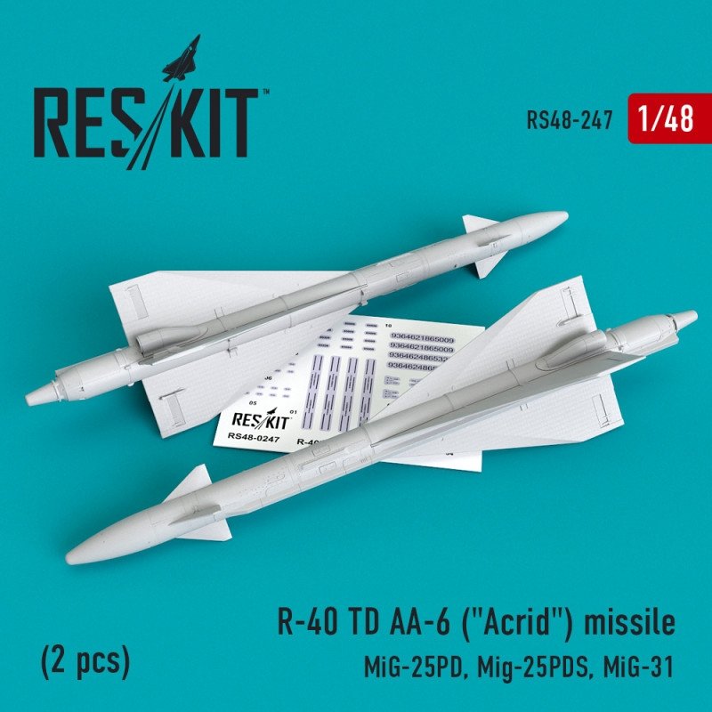 RESKIT RS48-0247 R-40 TD AA-6 ("Acrid") missile (2 pcs) 1/48