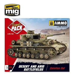 AMMO of Mig Jimenez 7802 - Super Pack Desert &amp;amp; Arid Battlefields - Solution Set - Zestaw do weatheringu