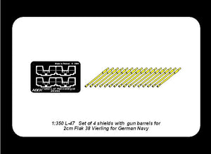 Aber 350L-47 Set of 16 pcs 2cm barrels for German Flakvierling 38 with shields 1/350 – zdjęcie 5