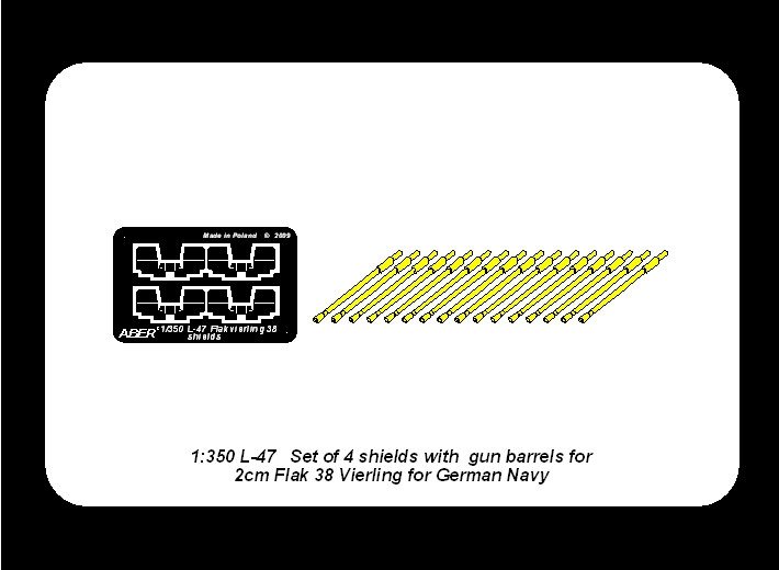 Aber 350L-47 Set of 16 pcs 2cm barrels for German Flakvierling 38 with shields 1/350 – zdjęcie 5