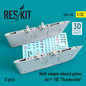 RESKIT RS32-0425 MULTI WEAPON INBOARD PYLONS FOR F-105 &amp;quot;THUNDERCHIEF&amp;quot; (2 PCS) (3D PRINTED) 1/32