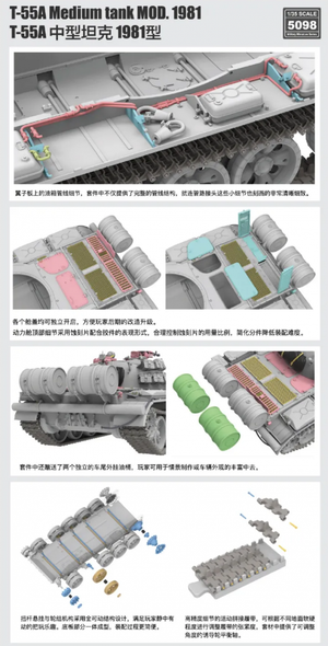 Rye Field Model 5098 T-55A Medium Tank Mod. 1981 with workable track links 1/35 – zdjęcie 6