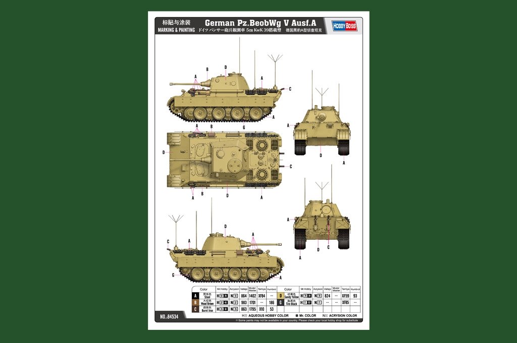Hobby Boss 84534 German Pz.BeobWg V Ausf.A 1/35 – zdjęcie 10