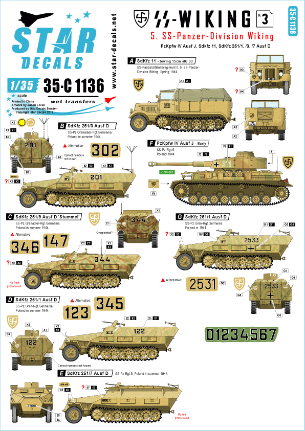 Star Decals 35-C1136 SS-Viking #3 1/35