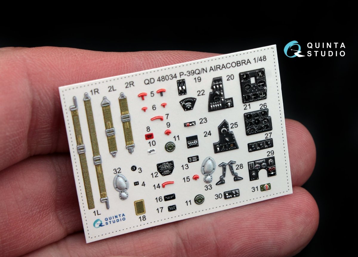 Quinta Studio QD48034 P-39Q/N 3D-Printed &amp;amp; colored Interior on decal paper (for Hasegawa kit) 1/48 – image 3