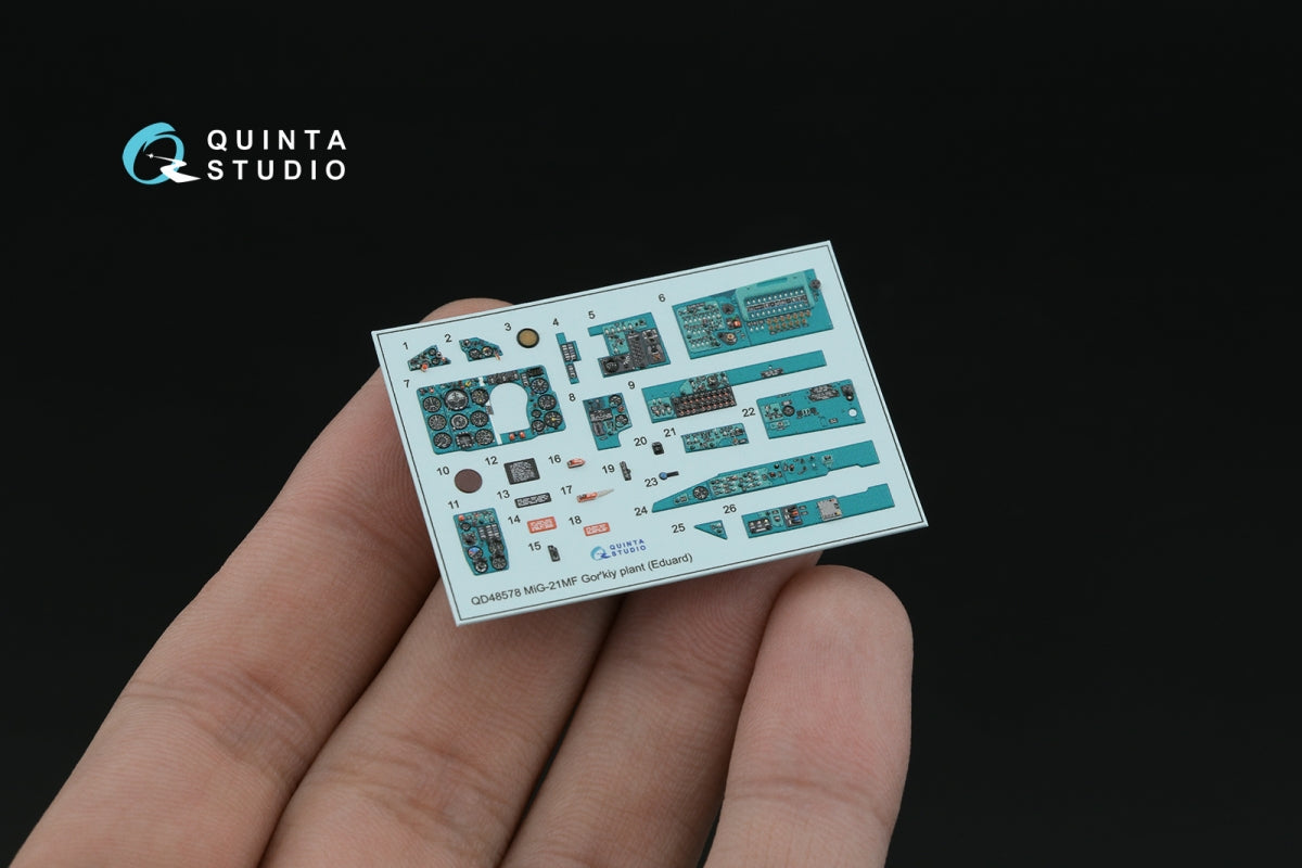Quinta Studio QD+48578 MiG-21MF Fishbed-J (Gorkiy plant) 3D-Printed &amp;amp; colored Interior on decal paper (Eduard) (with 3D-printed resin parts) 1/48 – image 8