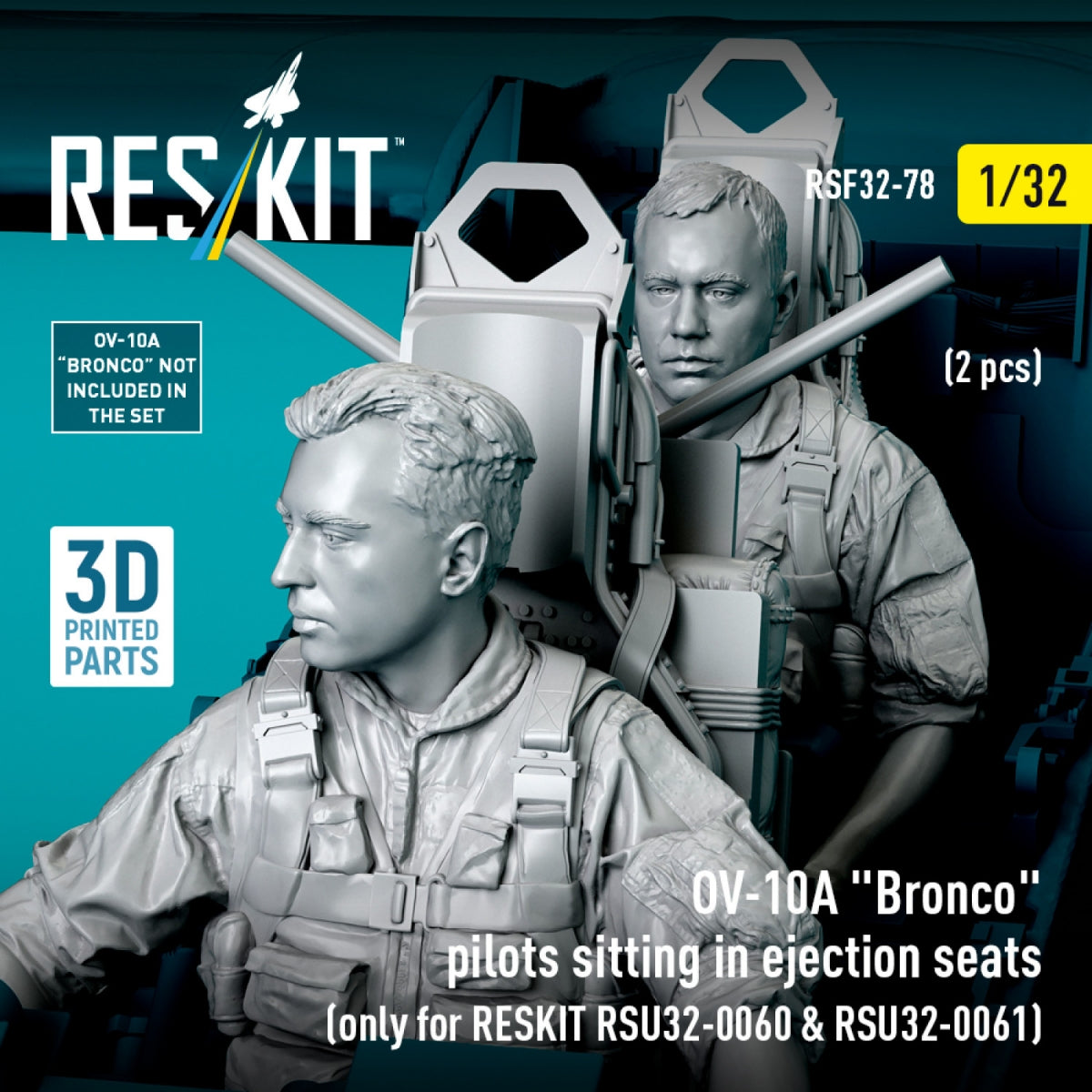 RESKIT RSF32-0079 OV-10A &amp;quot;Bronco&amp;quot; pilots sitting in ejection seats (2 pcs) (only for RESKIT RSU32-0060 &amp;amp; RSU32-0061) (3D Printed) 1/32 – zdjęcie 4