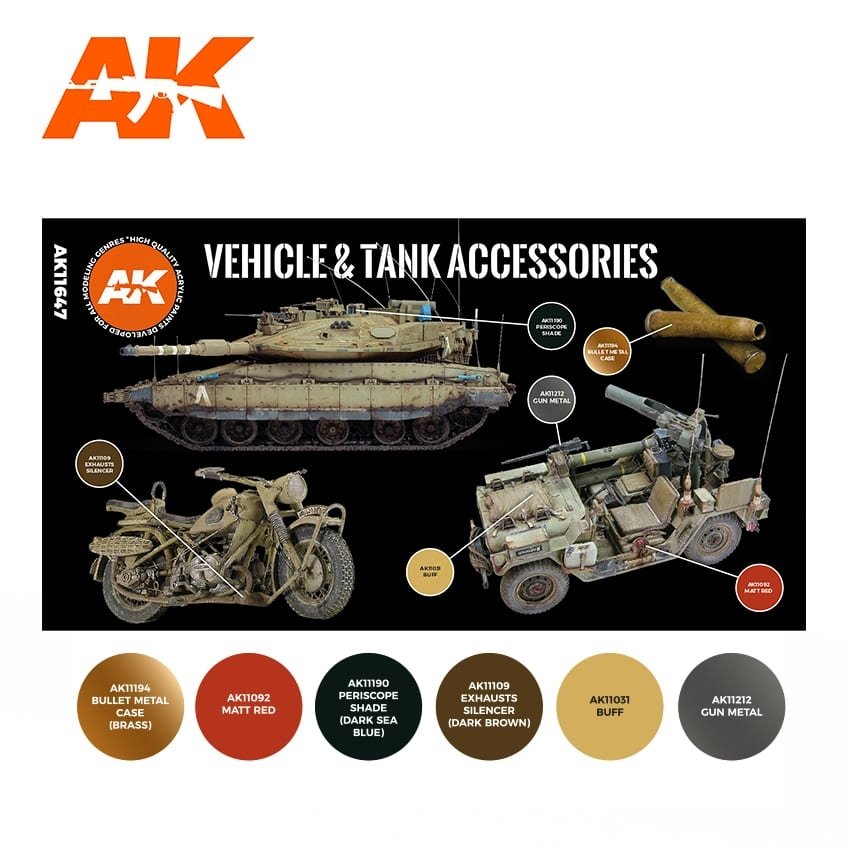 AK Interactive AK11647 3G VEHICLE AND TANK ACCESSORIES 6x17ml – zdjęcie 2