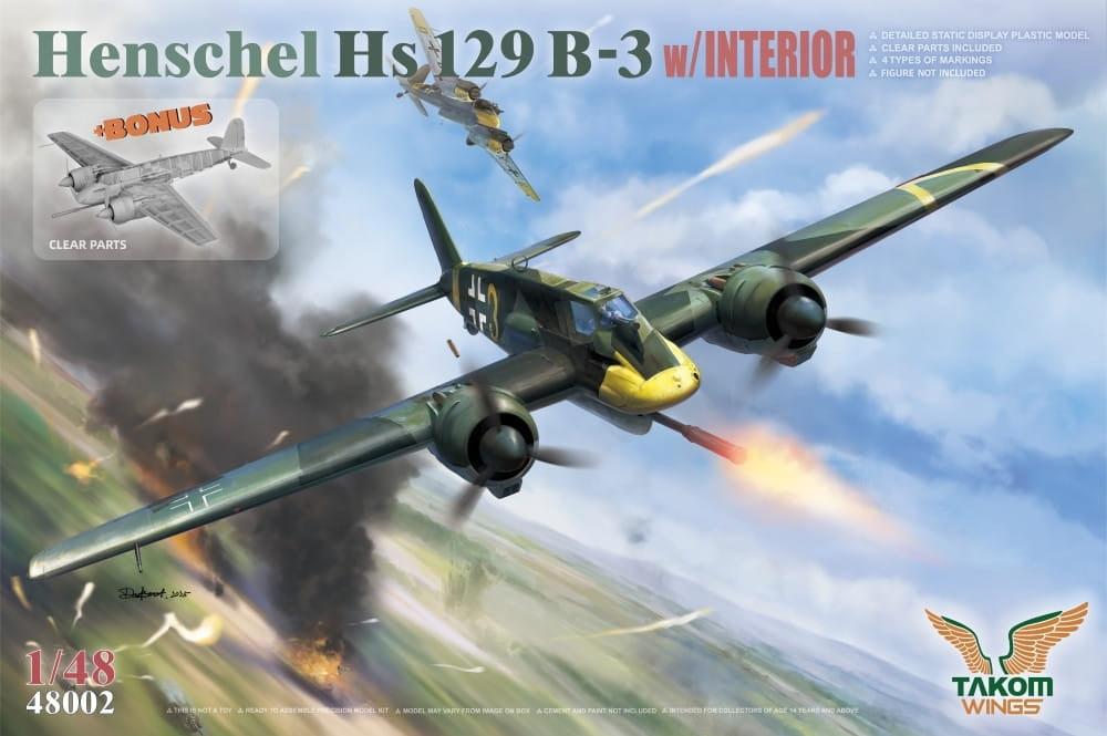Takom 48001W Henschel Hs 129 B-3 w/ Interior + Bonus (Clear Parts) 1/48