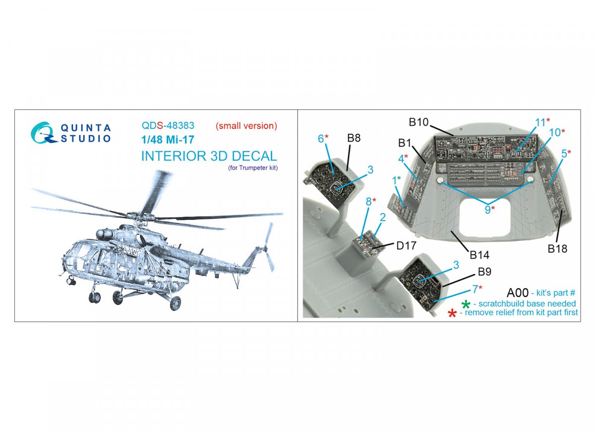 Quinta Studio QDS-48383 Mi-17 3D-Printed &amp;amp; coloured Interior on decal paper (Trumpeter) (Small version) 1/48 – zdjęcie 2