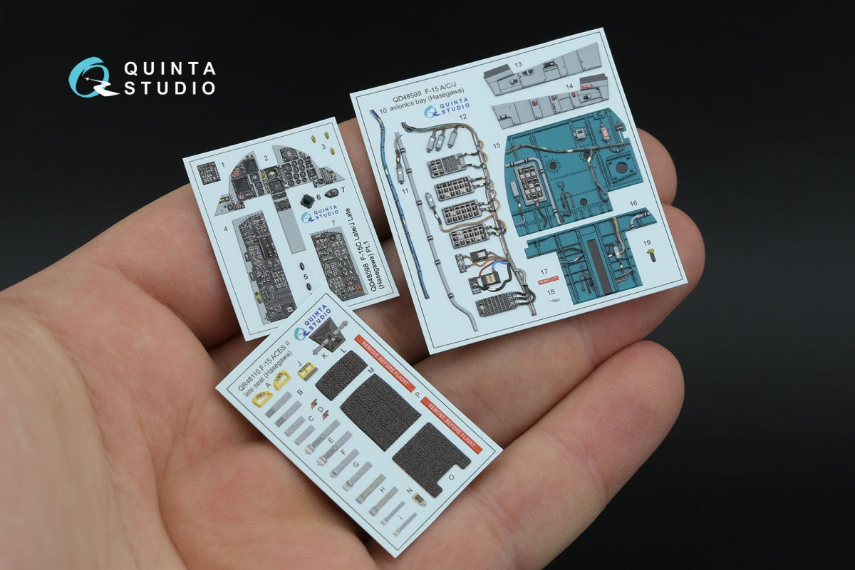 Quinta Studio QD48598 F-15A/F-15C Early/F-15J Early 3D-Printed &amp;amp; colored Interior on decal paper (Hasegawa) 1/48 – image 11