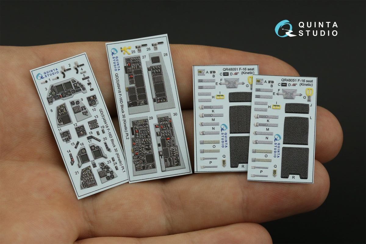 Quinta Studio QD48418 F-16D block 30 3D-Printed &amp;amp; coloured Interior on decal paper (Kinetic 2022 tool) 1/48 – zdjęcie 3