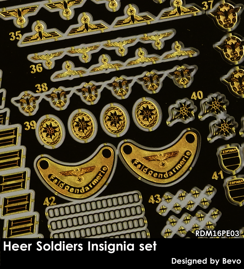 RADO Miniatures RDM16PE03 Heer Soldiers Insignia Set - Photoetched Set 1/16