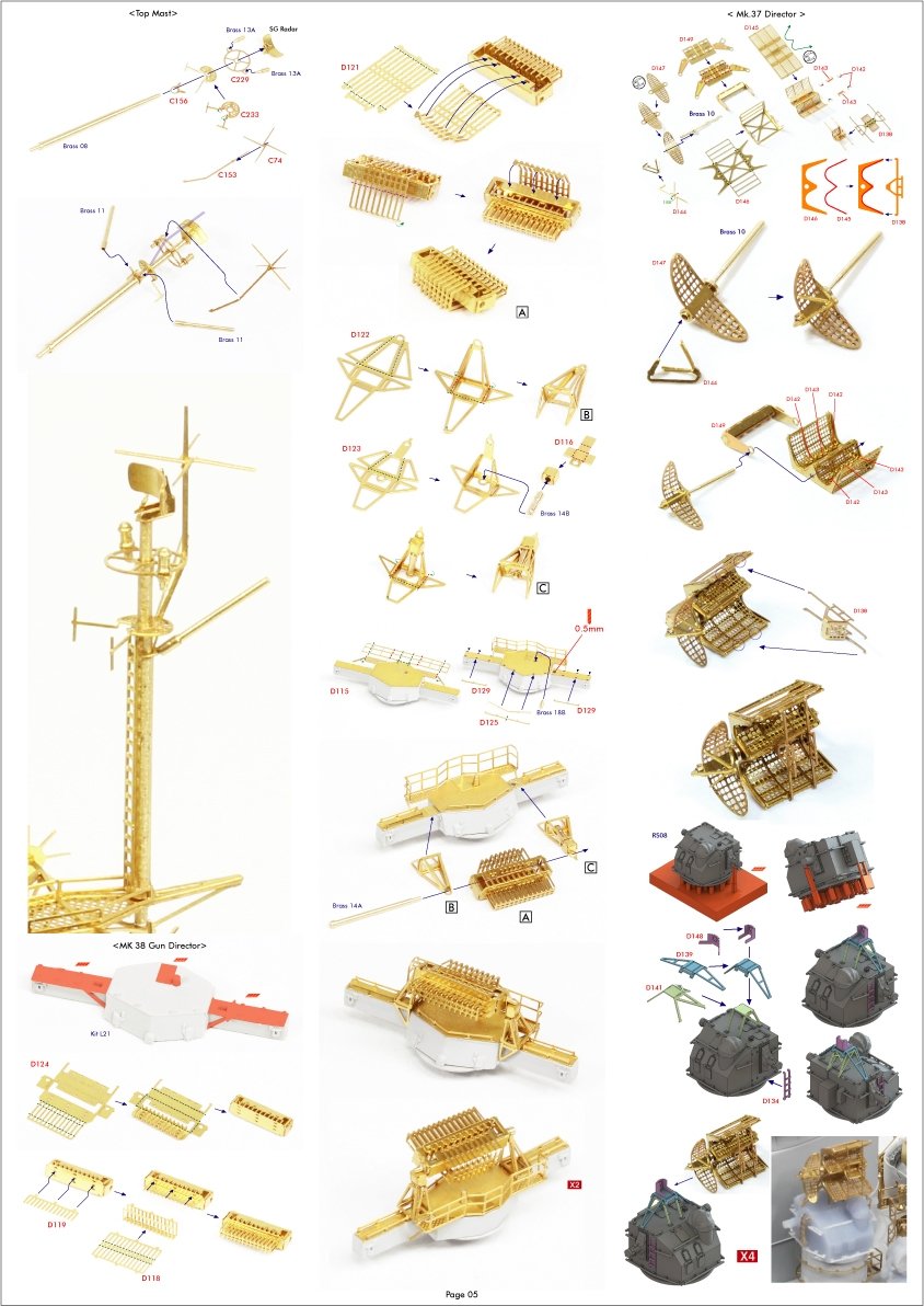 Pontos 37034FN USS BB-63 Missouri 1945 &amp;quot;Advanced&amp;quot; Detail Up Set for Hobbyboss Kit (Teak Tone wooden deck) 1/350 – zdjęcie 12