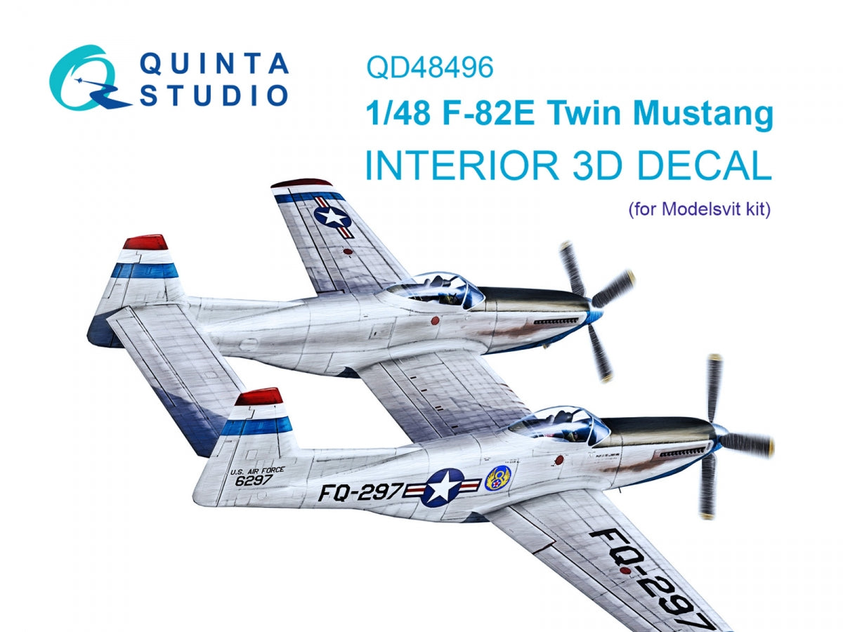 Quinta Studio QD48496 F-82E Twin Mustang 3D-Printed coloured Interior on decal paper (Modelsvit) 1/48