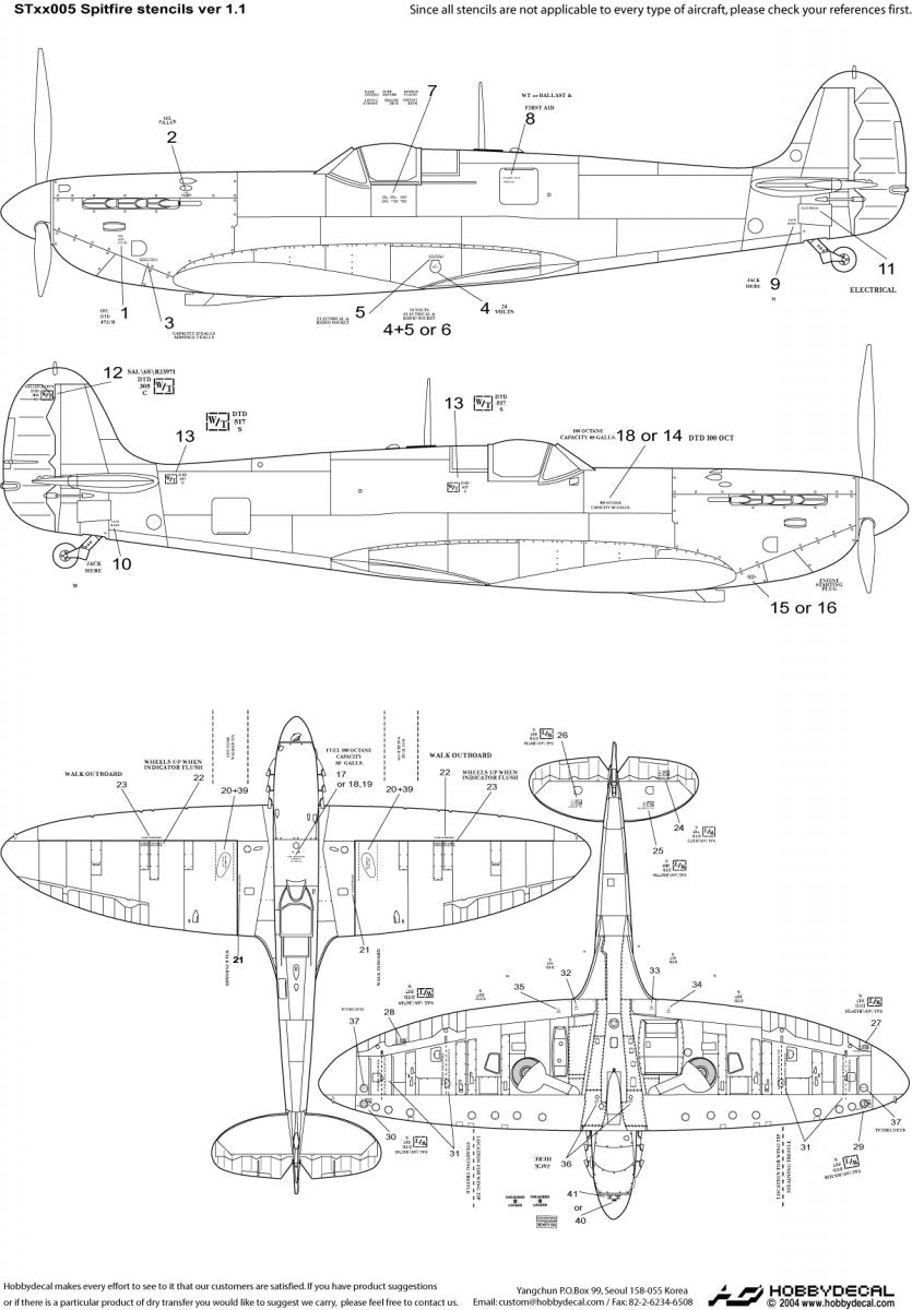 HobbyDecal ST72005V1 Spitfire Stencils ver 1 1/72 – Bild 2