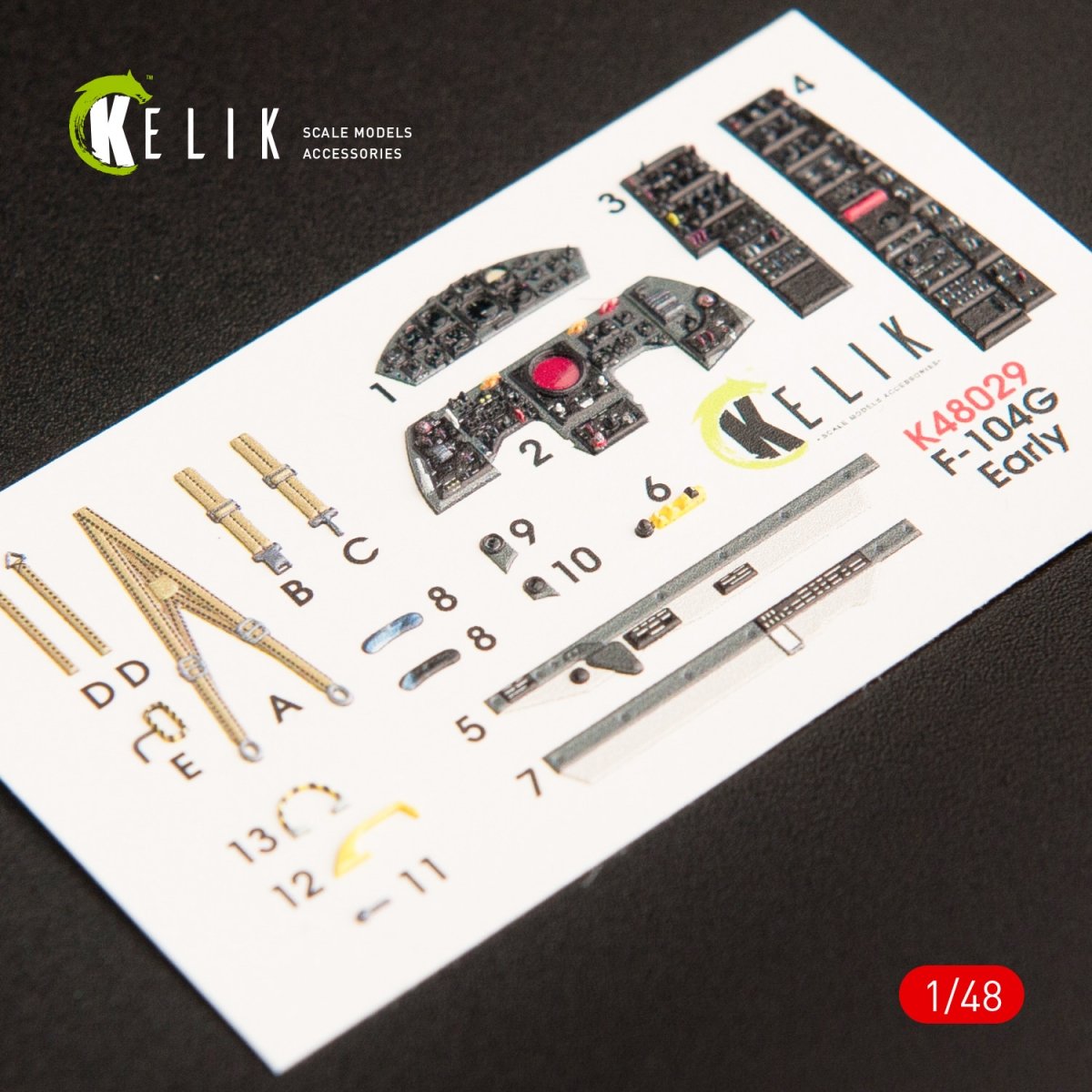 KELIK K48029 F-104G &amp;quot;STARFIGHTER&amp;quot; EARLY TYPE INTERIOR 3D DECALS FOR HASEGAWA KIT 1/48 – zdjęcie 2