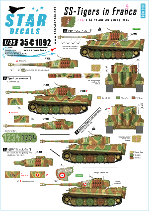 Star Decals 35-C1092 SS-Tigers in France # 4 1/35