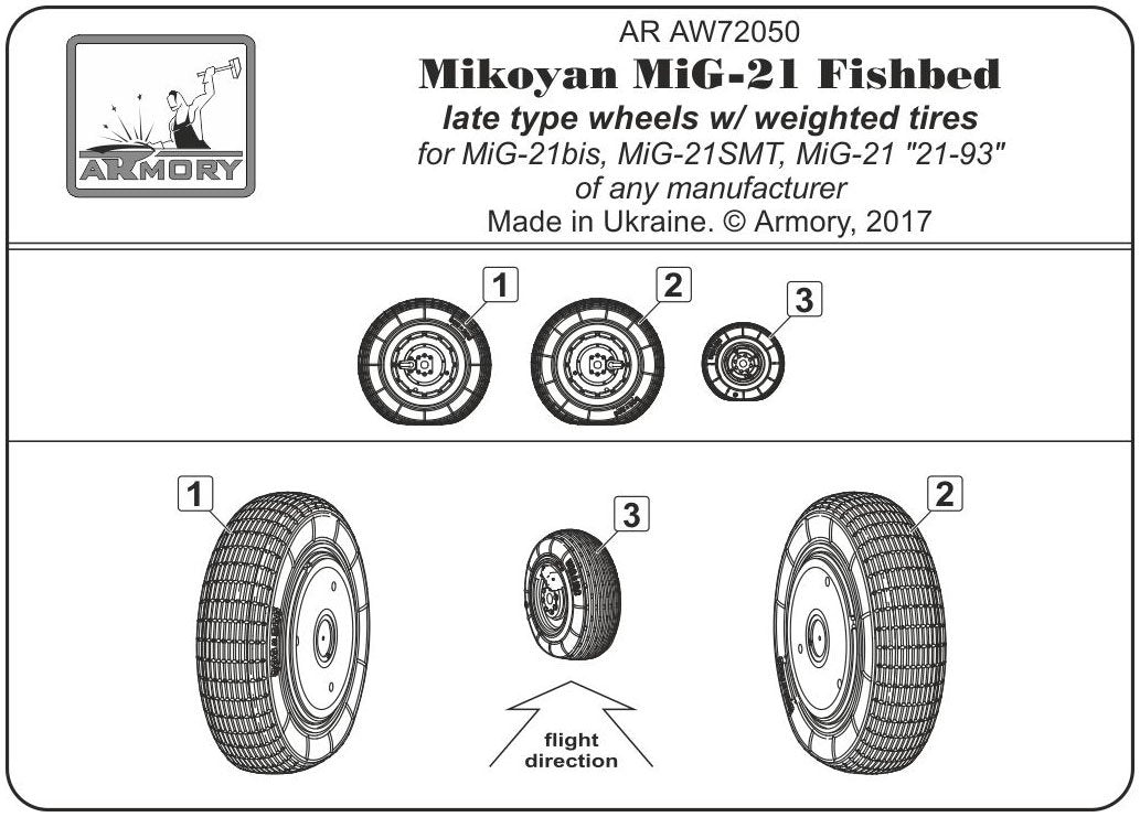 Armory Models AW72050 Mikoyan MiG-21 Fishbed wheels w/ weighted tires, late 1/72 – zdjęcie 6