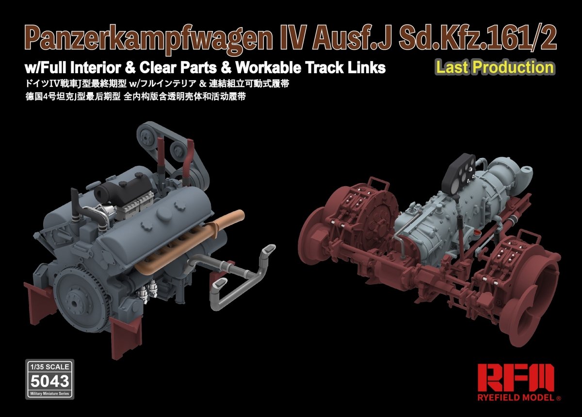 Rye Field Model 5043 Panzerkampfwagen IV Ausf.J Sd.Kfz.161/2 (w/full interior&amp;amp;clear parts&amp;amp;workle track links) 1/35 – zdjęcie 7