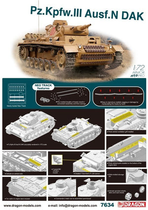 Dragon 7634 SPz.Kpfw.III Ausf. N DAK w/Neo Track 1/72 – image 2