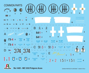 Italeri 1481 Macchi MC.202 Flogore &amp;quot;Aces&amp;quot; - 5 Regia Aeronautica Aces Versions 1/72 – zdjęcie 7