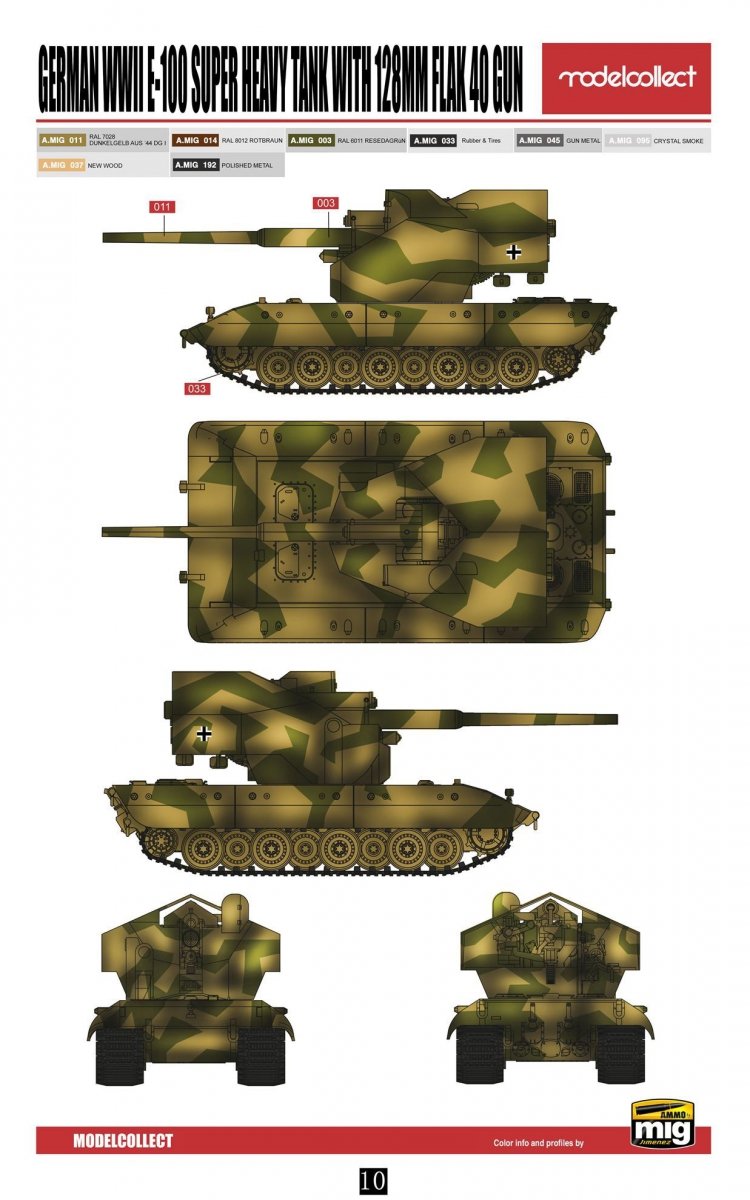 Modelcollect UA72133 German WWII E-100 super heavy tank with 128mm flak 40 gun 1/72 – zdjęcie 2