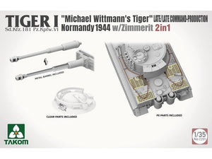 Takom 2201 Tiger I Late Production w/zimmerit Normandy 1944 Sd.Kfz. 181 Pz.Kpfw. VI Ausf. E &amp;quot;Michael Wittmann&amp;#39;s Tiger&amp;quot;(Late/Late Command) 1/35 – image 6