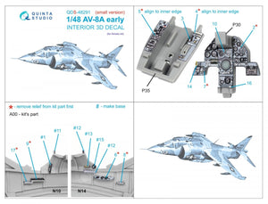 Quinta Studio QDS-48291 AV-8A Early 3D-Printed &amp;amp; colored Interior on decal paper (Kinetic) (Small version) 1/48 – image 2