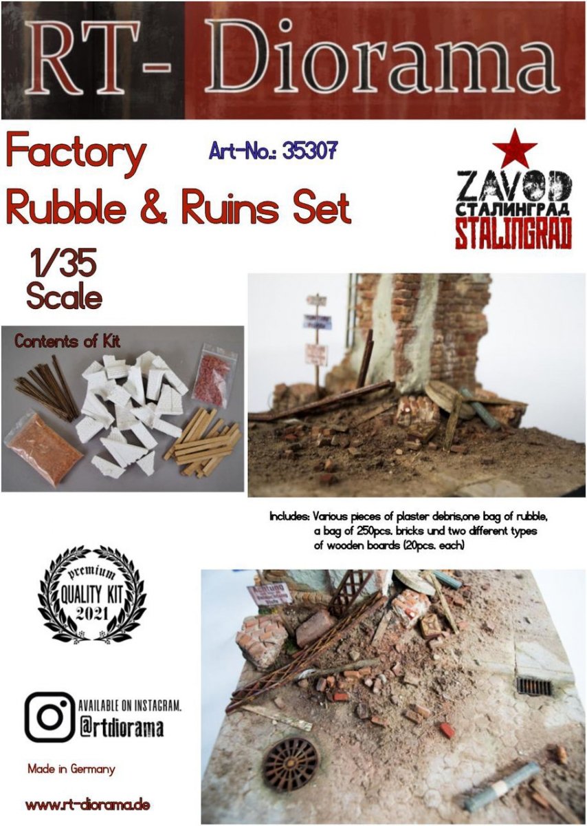 RT-Diorama 35307 Factory Rubble & Ruins Set 1/35