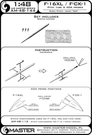 Master AM-48-144 F-16XL / F-CK-1 Prototypes Pitot Tube &amp;amp; AOA Probes 1/48 – zdjęcie 4