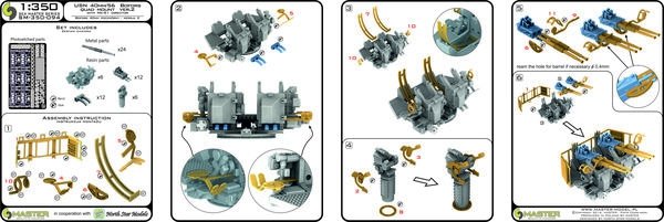 Master SM-350-094 USN 40 mm/56 Bofors quadruple mount ver.2 / with Mk-51 director - (resin, PE and turned parts) - (6pcs) 1/350 – zdjęcie 9