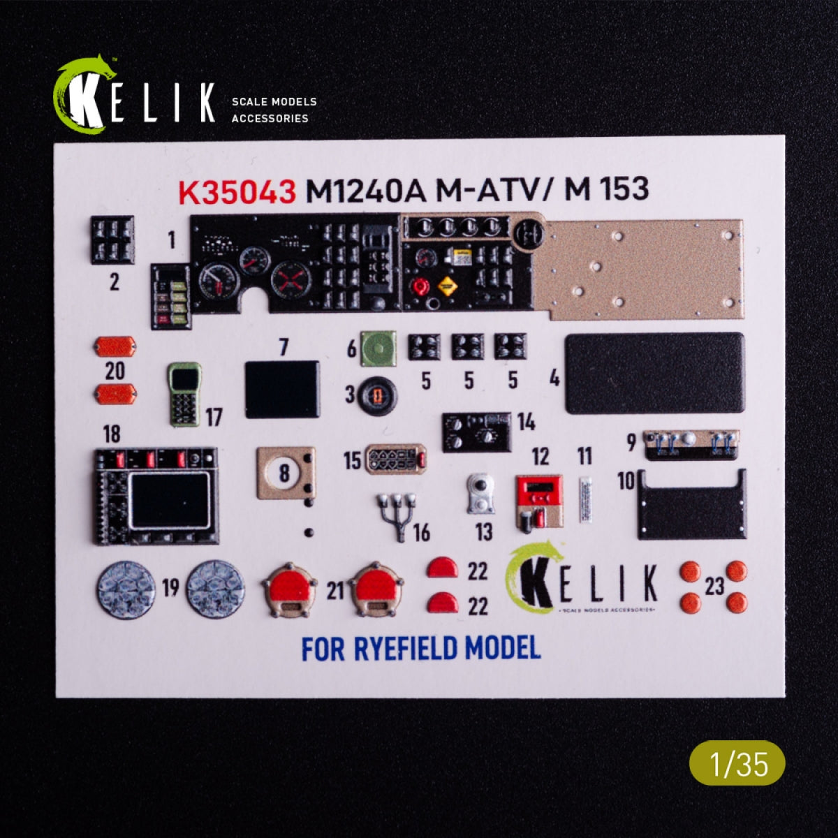 Kelik K35043 M1240A M-ATV - interior 3D decals for RFM kit 1/35
