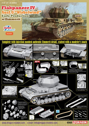 Dragon 6565 Flakpanzer IV Ausf.G Wirbelwind Early Production w/Zimm 1/35 – imagen 2