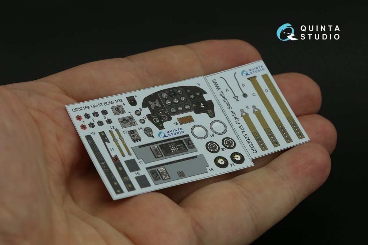 Quinta Studio QD32159 Yak-9 T/K 3D-Printed &amp;amp; colored Interior on decal paper (ICM) 1/32 – image 6