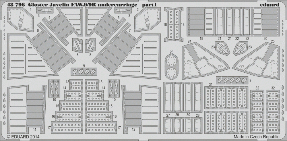 Eduard 48796 Gloster Javelin FAW.9/9R undercarriage AIRFIX 1/48