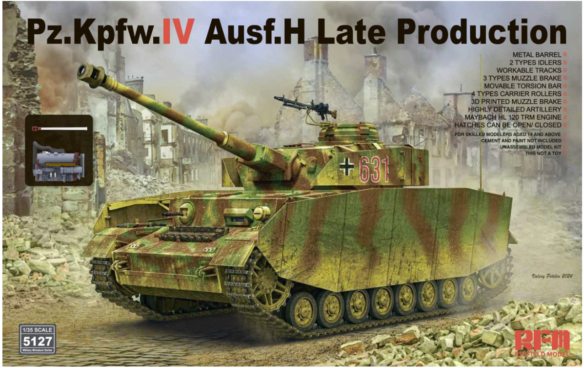 Rye Field Model 5127 Sd.Kfz.161/1 Panzerkampfwagen IV Ausf. H Late Production (w/engine & workable track links) 1/35