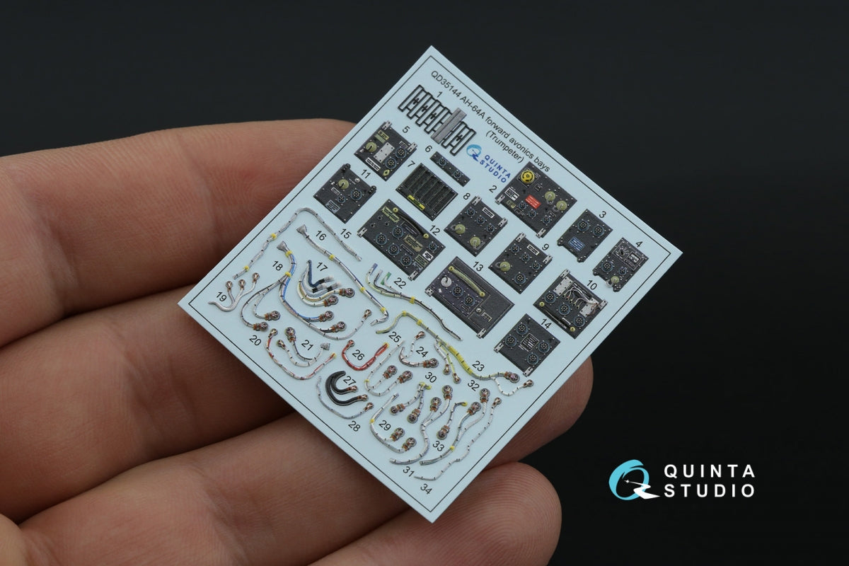 Quinta Studio QD+35144 AH-64A forward avionics bays 3D-Printed &amp;amp; coloured Interior on decal paper (Trumpeter) (with 3D-printed resin parts) 1/35 – zdjęcie 5