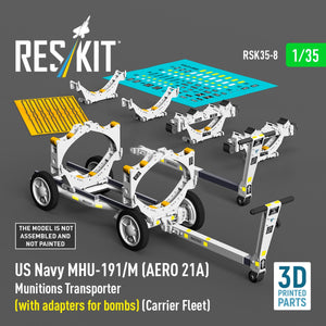 RESKIT RSK35-0008 US NAVY MHU-191/M (AERO 21A) Munitions Transporter (with adapters for bombs) (Carrier Fleet) (3D Printed model kit) 1/35 – image 2