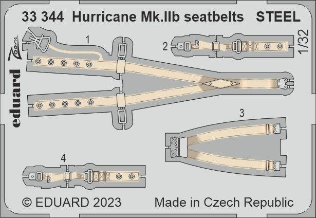 Eduard 33344 Hurricane Mk. IIb seatbelts STEEL REVELL 1/32