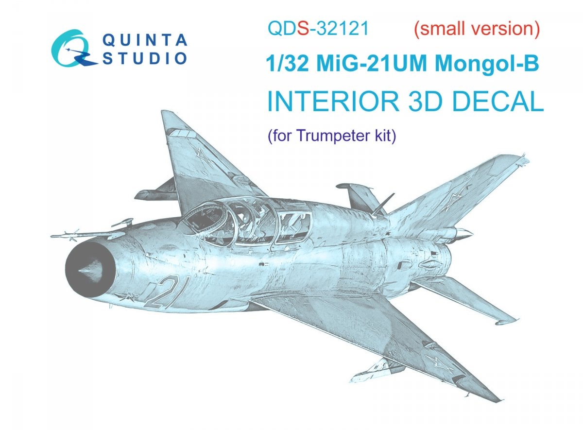 Quinta Studio QDS-32121 MiG-21UM 3D-Printed &amp;amp; coloured Interior on decal paper (Trumpeter) (Small version) 1/32
