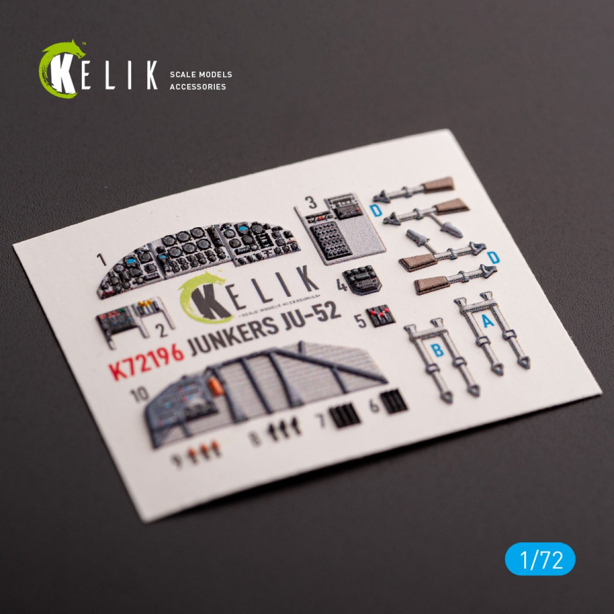 KELIK K72196 Ju-52 - interior 3D decals for Italeri kit 1/72