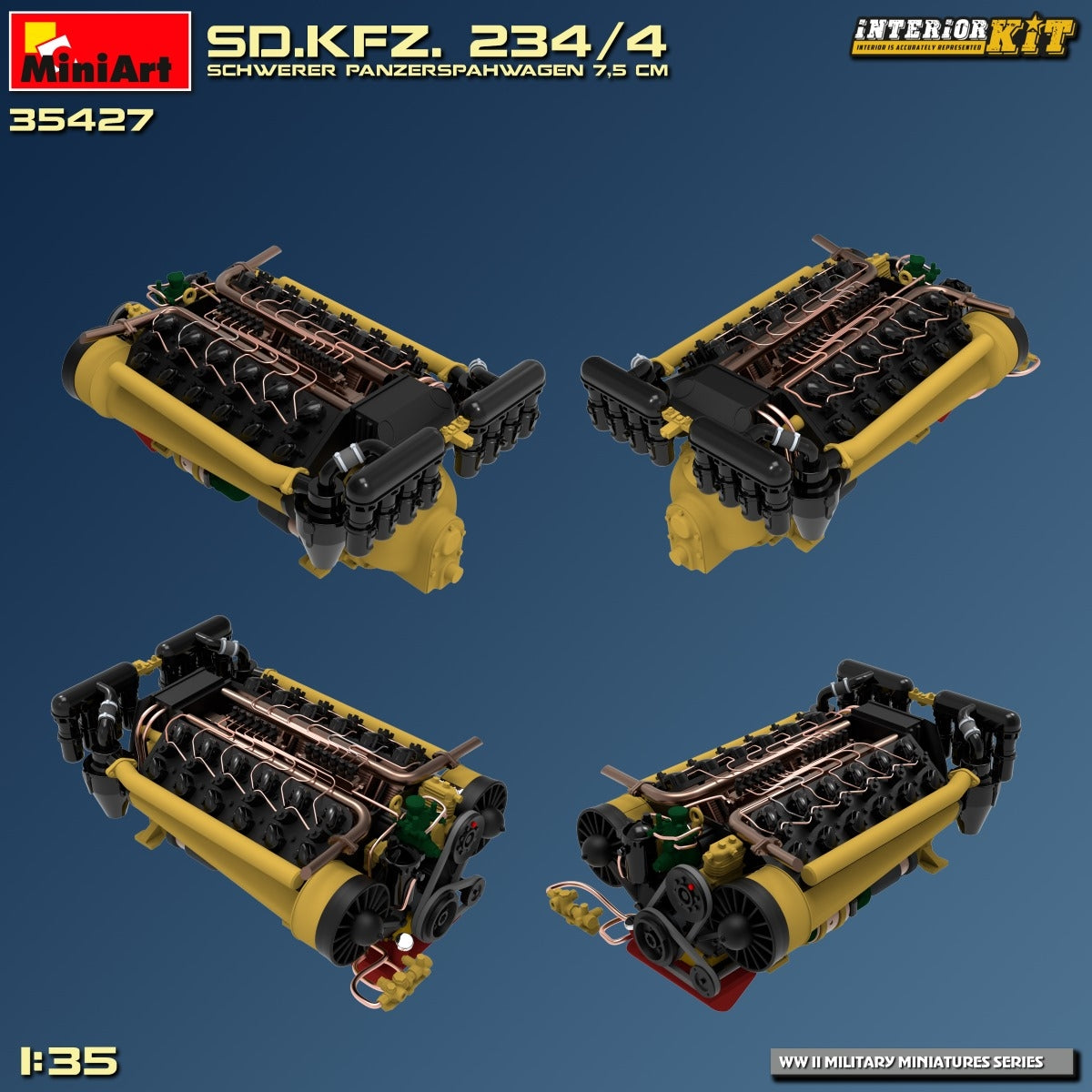 MiniArt 35427 Sd.Kfz. 234/4 SCHWERER PANZERSPÄHWAGEN 7,5 cm. INTERIOR KIT 1/35 – zdjęcie 20