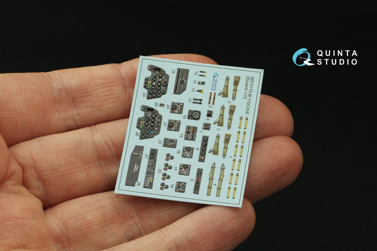 Quinta Studio QD72179 Bf 110C/D/E 3D-Printed &amp;amp; coloured Interior on decal paper (Eduard) 1/72 – zdjęcie 4