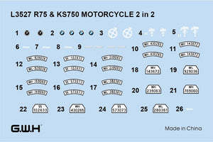 Great Wall Hobby L3527 WWII German Motorcycle R75 &amp;amp; KS750 2 in 2 1/35 – zdjęcie 4