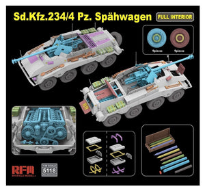 Rye Field Model 5118 Sd.Kfz. 234/4 Pz. Spähwagen with Full Interior 1/35 – zdjęcie 4